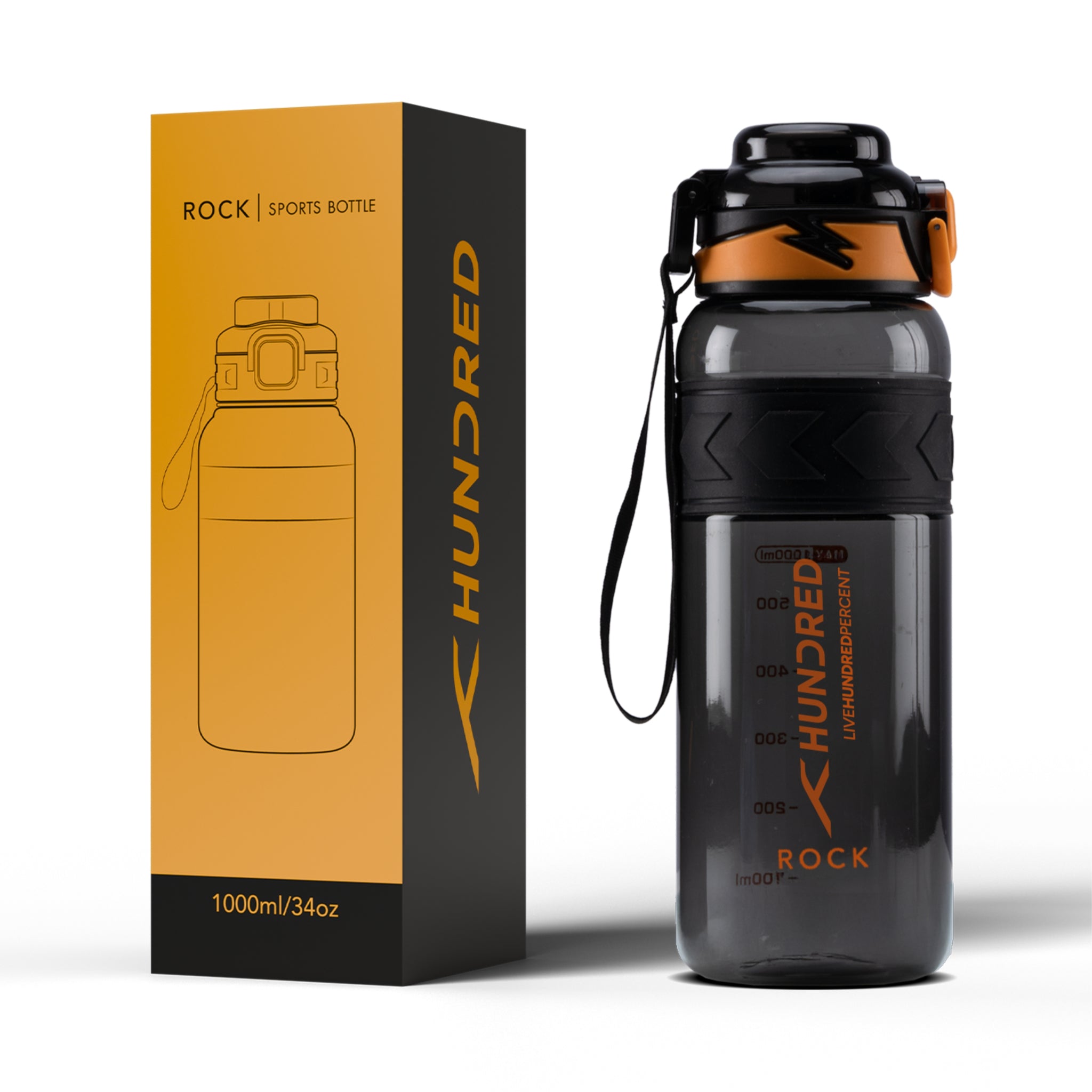 Vandflaske - ROCK Black/Orange