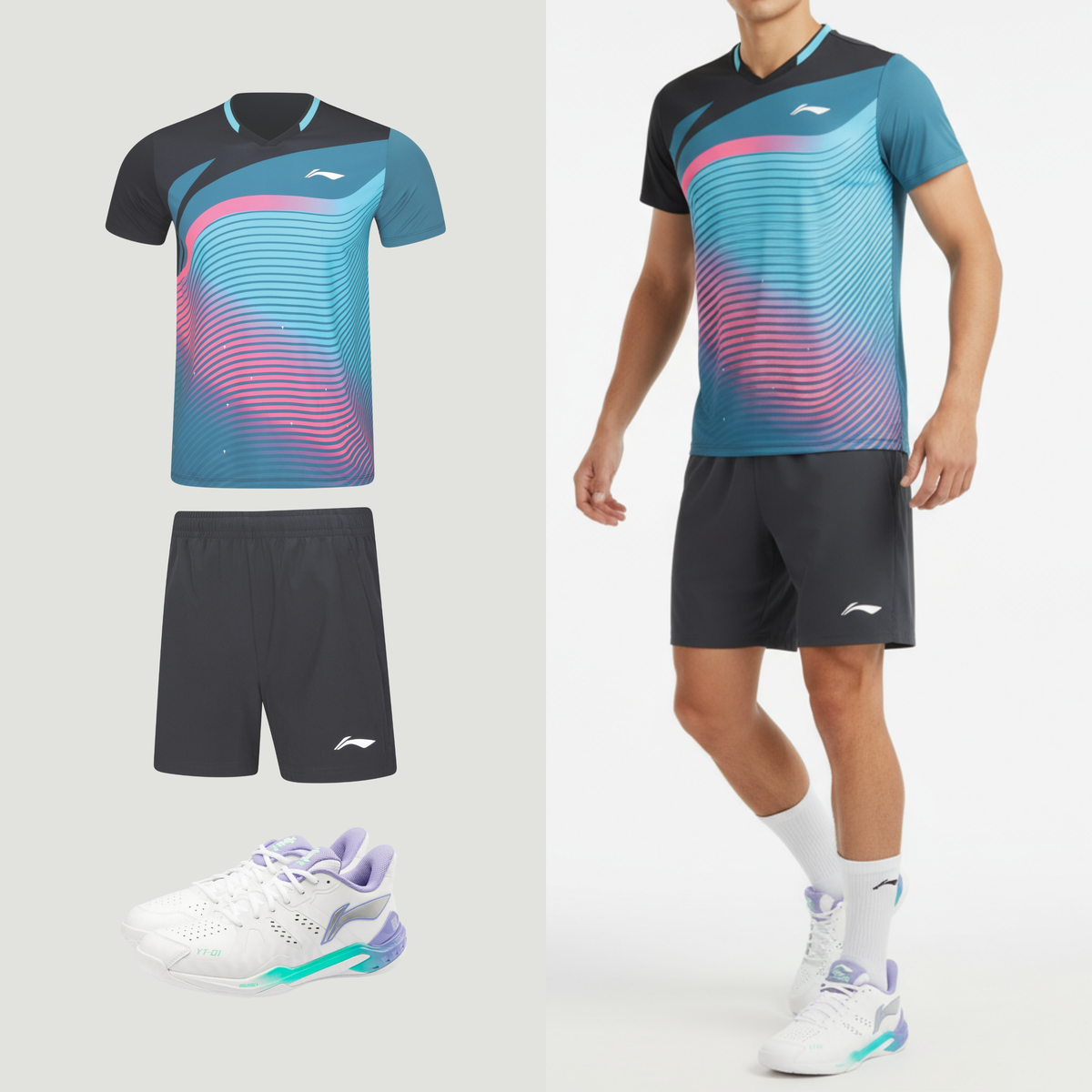 Li-Ning badminton T-shirt til mænd med perfekt pasform. Shop Looket 