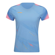Li-Ning Badminton T-Shirt - Li-Ning Float Light Blue Women - SportYouUp Danmark