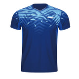 Badminton T-shirt - Li-Ning Champion Blue Stripe Unisex - SportYouUp Danmark